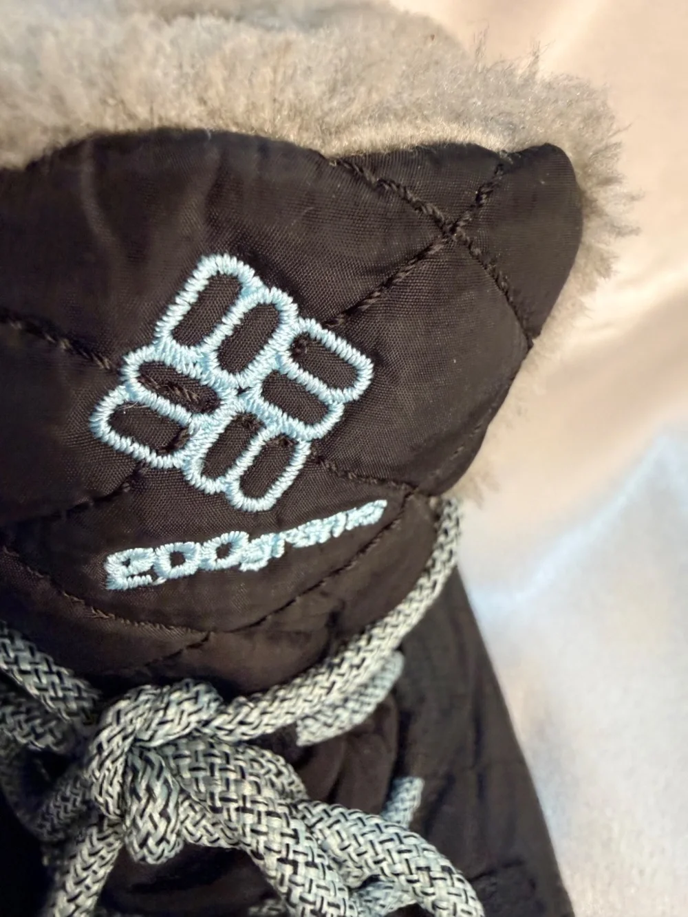Columbia Kids Youth Winter Snow Boots Size 3 Black Gray Faux Fur Lined